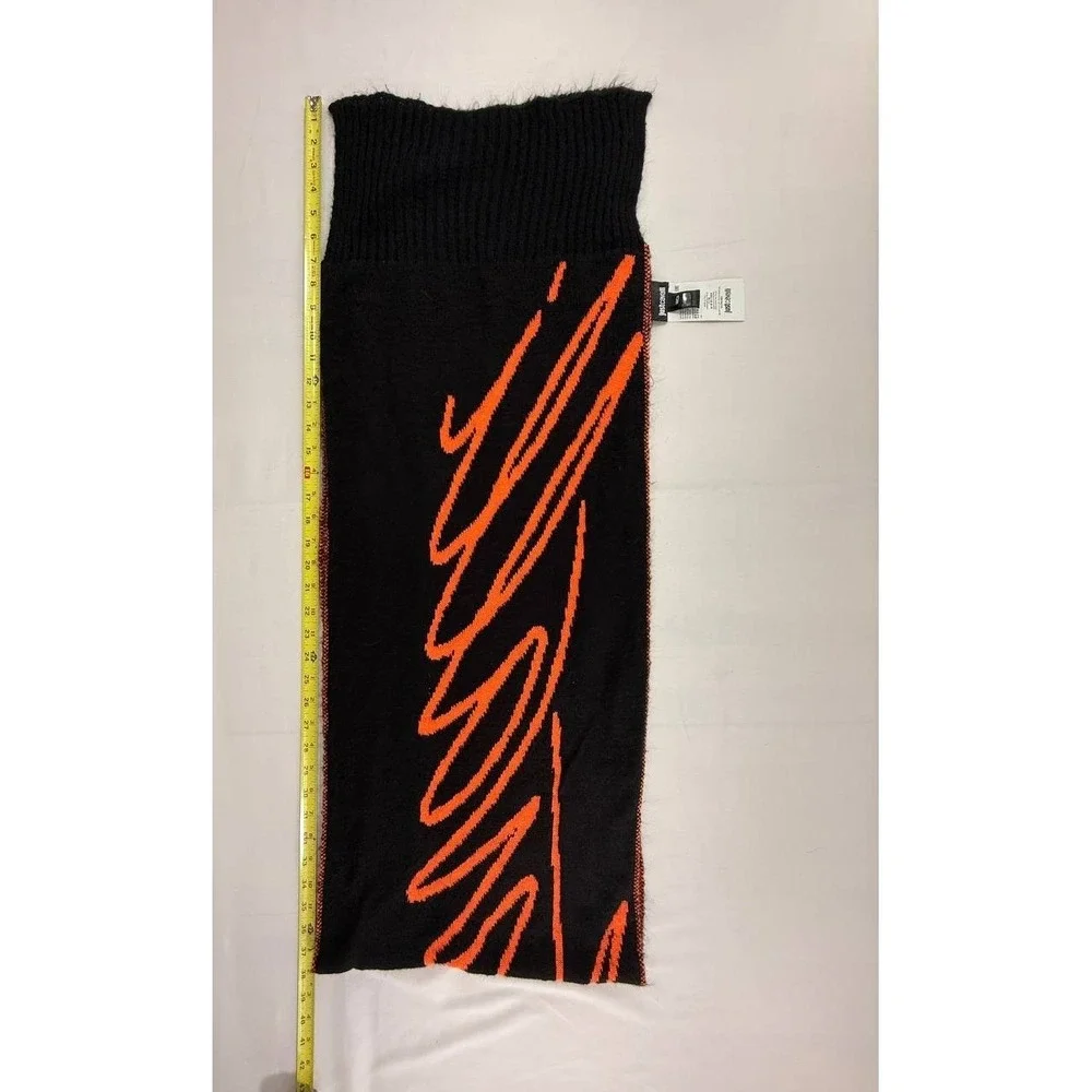 Just Cavalli Signature Logo Scarf Beanie Set Orange Black Size Small Italy